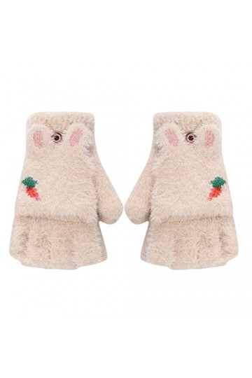 Gants noirs pour femme - Gants dhiver épais et chauds à rabat pour étudiants - Mitaines demi-doigts en laine - Isolation the