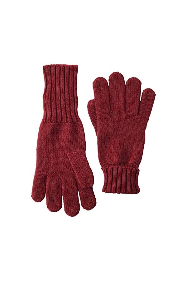 Amazon Essentials Gants côtelés Femme, Bordeaux, Taille unique