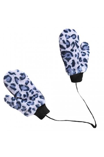 SOIMISS Gants dhiver en peluche - Coupe-vent - Motif léopard - Chaud - Avec cordon - Pour lhiver - Pour femmes et hommes - 