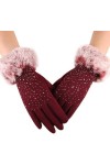 FLYIFE Unisexe Adulte Moufles Femmes Touchscreen Hiver Gants Outdoor Sport Simple Warm Glamorous Mitaines Fluffy/Rouge/M