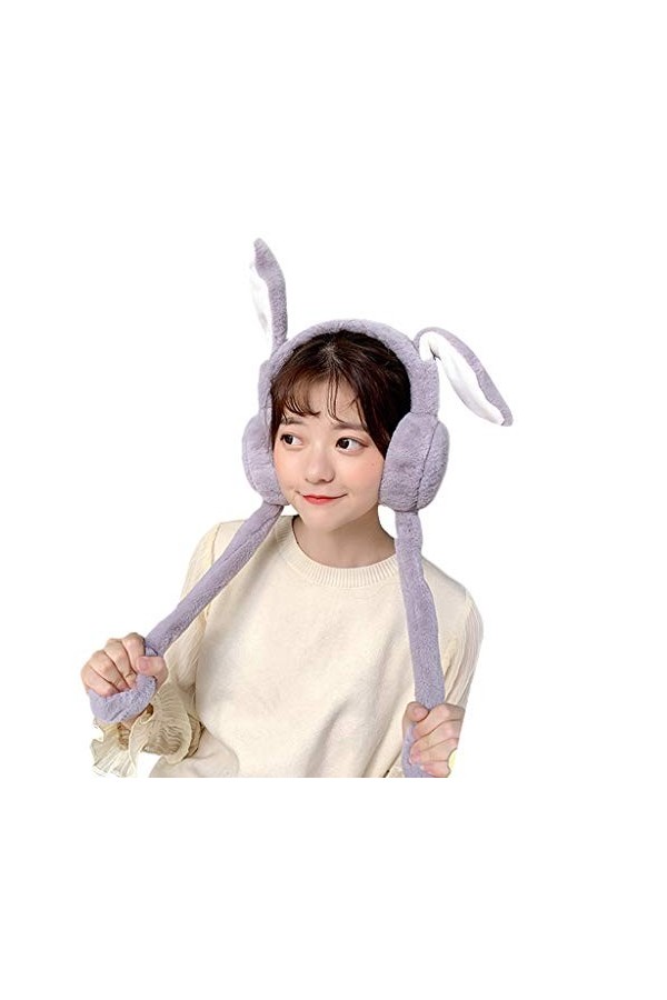 WOWOWO Lapin Filles Oreille moufle Couverture en Peluche Mobile Mignon Lapin tête Porter Plus Chaud pour Dame