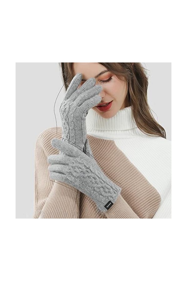 KhG409 Gants stéréoscopiques en tricot épais chaud et allongé pour écran de pâte frite en hiver KhG409 E, taille unique , E,