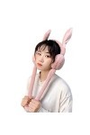 WOWOWO Lapin Filles Oreille moufle Couverture en Peluche Mobile Mignon Lapin tête Porter Plus Chaud pour Dame