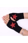 RFEGEF Femme Gants dhiver,Gants À Écran Tactile en Tricot Demi-Doigt en Cristal Rouge Gants Étoiles À Cinq Branches Dames Do