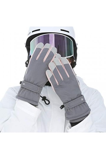 ZIRAN Gants de Neige à écran Tactile pour Femmes, Broderie Florale, Mitaines Chaudes Thermiques, Gants dhiver-Polyester