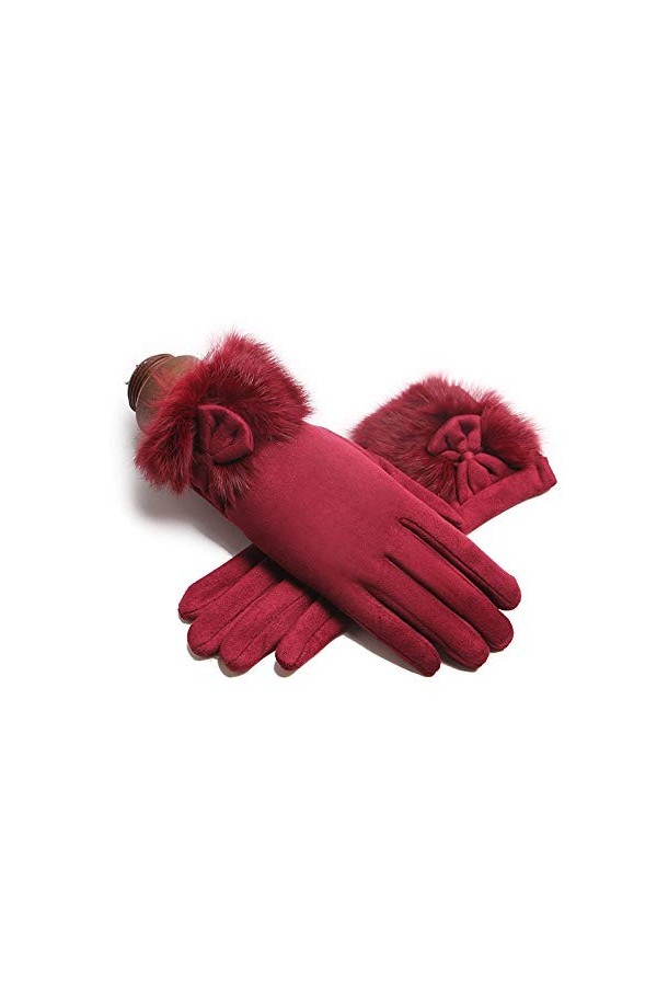 Liyinco Gants en Daim pour Femme, Gants Chauds et épais à Cinq Doigts pour Une Protection Contre Le Froid en Hiver, Gants en 