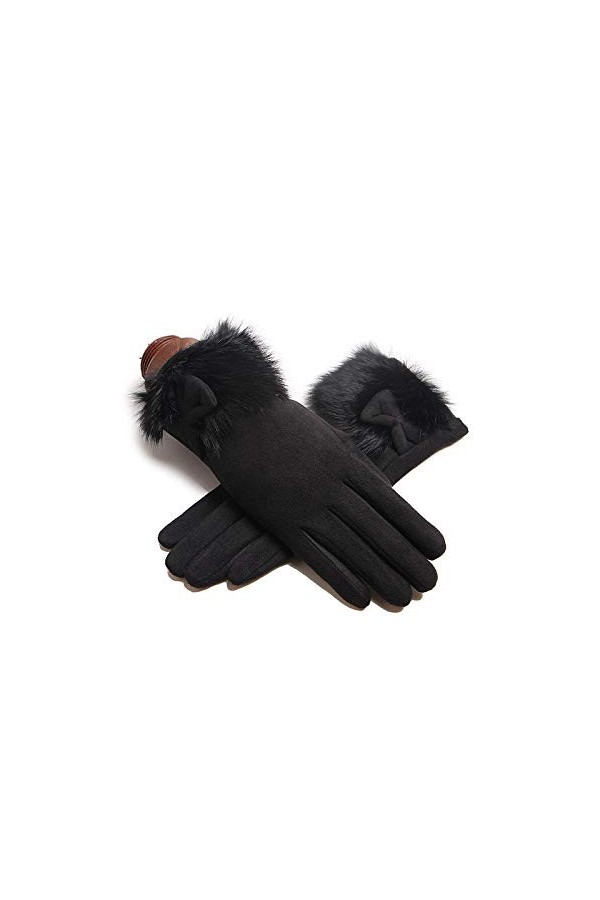 Liyinco Gants en Daim pour Femme, Gants Chauds et épais à Cinq Doigts pour Une Protection Contre Le Froid en Hiver, Gants en 