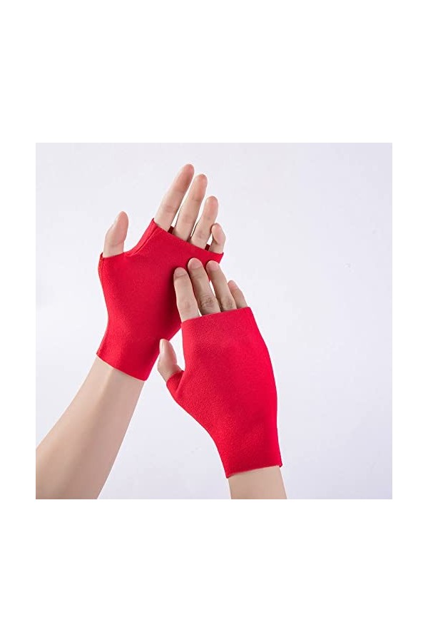 Liyinco Gants Demi-Doigts pour Femmes dhiver de Couleur Unie, Gants décriture et de Conduite pour étudiants, Gants sans Doi
