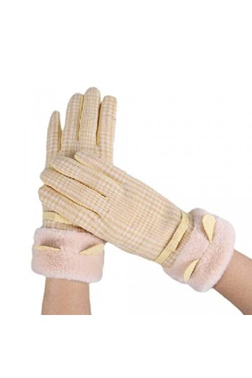 Liyinco Gants en Peluche à Tricoter pour Femmes, Gants épais et Chauds en Treillis pour lhiver, Gants déquitation en Plein 