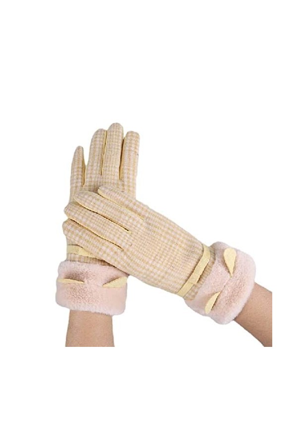 Liyinco Gants en Peluche à Tricoter pour Femmes, Gants épais et Chauds en Treillis pour lhiver, Gants déquitation en Plein 