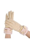Liyinco Gants en Peluche à Tricoter pour Femmes, Gants épais et Chauds en Treillis pour lhiver, Gants déquitation en Plein 