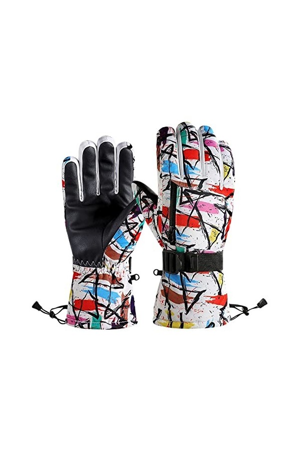 Gants dhiver chauds pour ski, snowboard, imperméable, avec poche zippée pour homme et femme, Noir , L