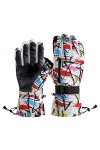Gants dhiver chauds pour ski, snowboard, imperméable, avec poche zippée pour homme et femme, Noir , L