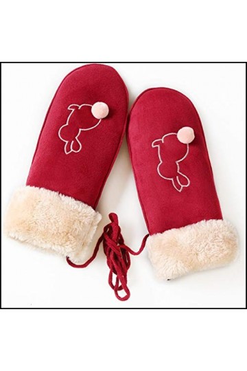 LUOXUEFEI Gants Gants Femmes Plus Velours Épais Boules De Poils en Peluche Hiver Chaud Gant pour Femmes