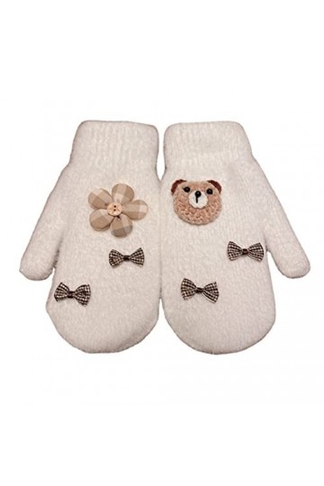 Gants Pour Femmes Gants Tricotés Mignons De Dessin Animé Et Gants DÉtudiant Rembourrés En Velours Blanc Extérieur