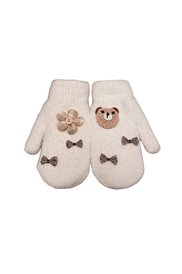 Gants Pour Femmes Gants Tricotés Mignons De Dessin Animé Et Gants DÉtudiant Rembourrés En Velours Blanc Extérieur