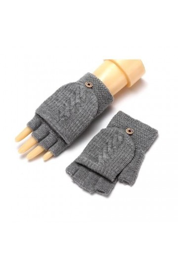 Aolity Gants dhiver Laine Tricoté Fingerless Flip Gants Hiver Chaud Flexible Écran Tactile Gants pour Hommes Femmes Unisexe 