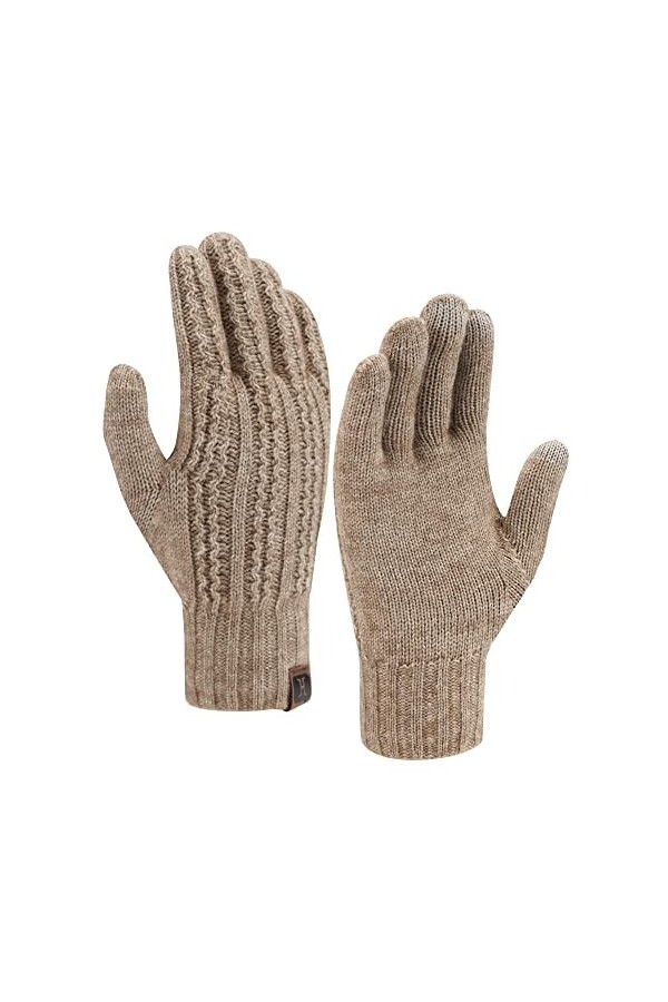 Femme Hiver Chaud Écran Tactile Gants Tricot Gants Manchette Elastique Double Polaire Thermal Les Gants pour SMS Conduite Bla