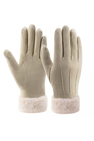 ZASFOU Femme Gants dhiver pour écran tactile Gants chauds en cachemire à textos avec doublure polaire pour temps froid,Gris,