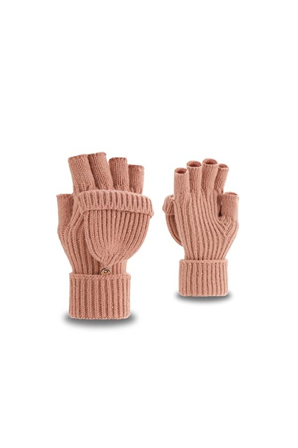 H Gants sans doigts pour femme, chaud, hiver, bureau, sans bout des doigts, pour homme, Paillettes roses, taille unique