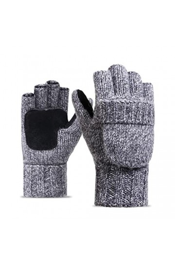 SYT-MD Gants, Hiver Chaud Chaud Doigt Mitaines de Doigts tricotés Flip Chaud Demi Doigt Gants Hommes Femmes Laine Travail épa