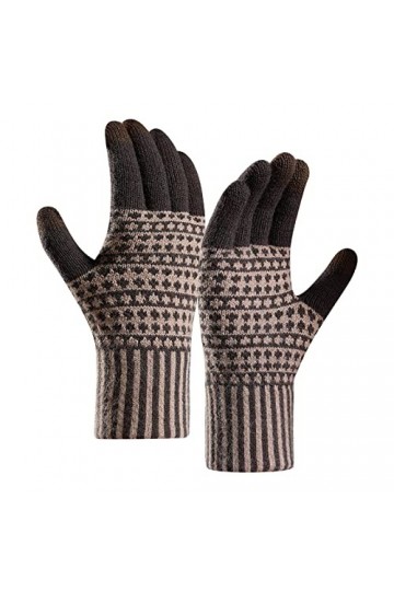 Gants Moufles Femme Hiver Écran Gants Chaud Tricoté Manchette Élastique Hiver Homme SMS Gants, marron, taille unique