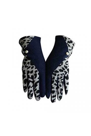 LUOXUEFEI Gants Hiver Femmes Chaud Léopard Plein Doigt Mitaines Femme Tricot Écran Tactile Gants De Conduite