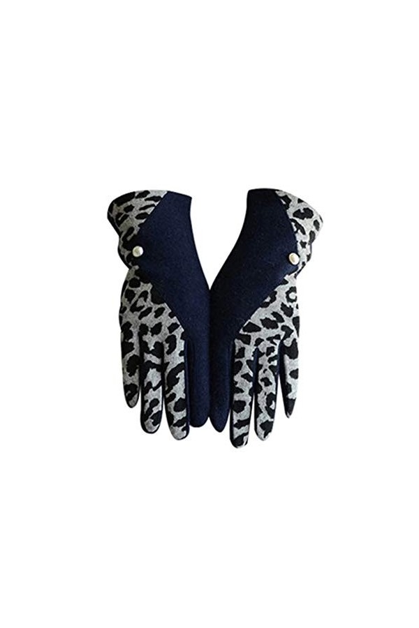 LUOXUEFEI Gants Hiver Femmes Chaud Léopard Plein Doigt Mitaines Femme Tricot Écran Tactile Gants De Conduite