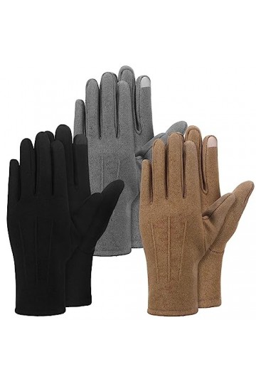Geyoga 3 Paires de Gants dHiver Gants Thermiques Gants Coup-Vents Gants Élégants Gants de Conduite Gants Chauds pour Femmes 