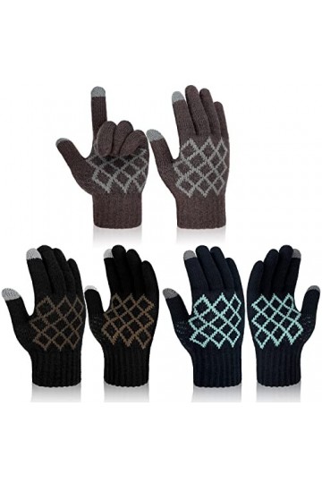 SATINIOR 3 Paires Gants dHiver dÉcran Tactile Doublés en Polaire en Tricot Gants de Textos Thermiques par Temps Froid pour 