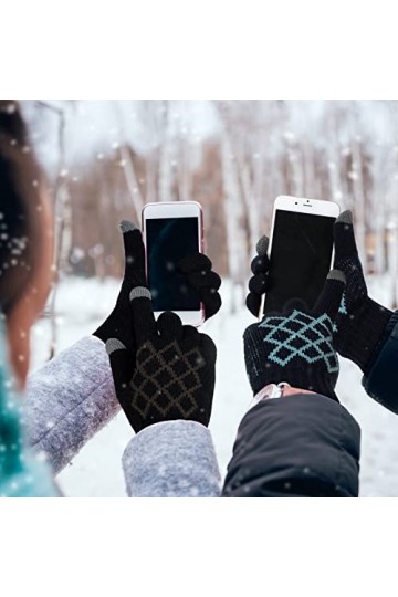 SATINIOR 3 Paires Gants dHiver dÉcran Tactile Doublés en Polaire en Tricot Gants de Textos Thermiques par Temps Froid pour 