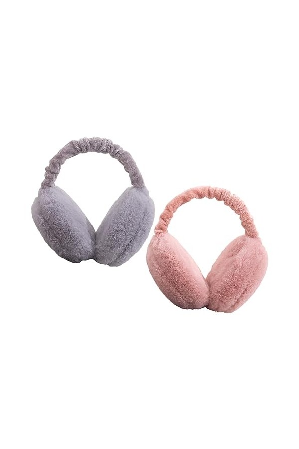 LdawyDE Cache Oreilles Femme, 2 Pièces Cache-oreilles Femme en Peluche Pliable, Réglables Cache Oreille Fille Hiver Chaud Cou