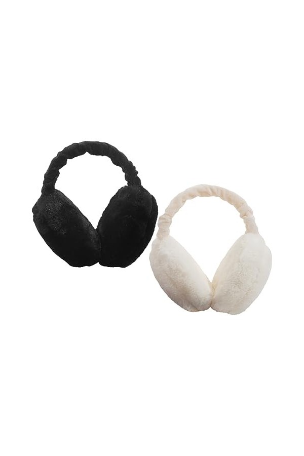 LdawyDE Cache Oreilles Femme, 2 Pièces Cache-oreilles Femme en Peluche Pliable, Réglables Cache Oreille Fille Hiver Chaud Cou