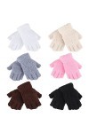 6 Paires Gants sans Doigts dHiver Flous Gants Demi-Doigts Gants Extensibles Chauds avec Trous de Doigt, 6 Couleurs