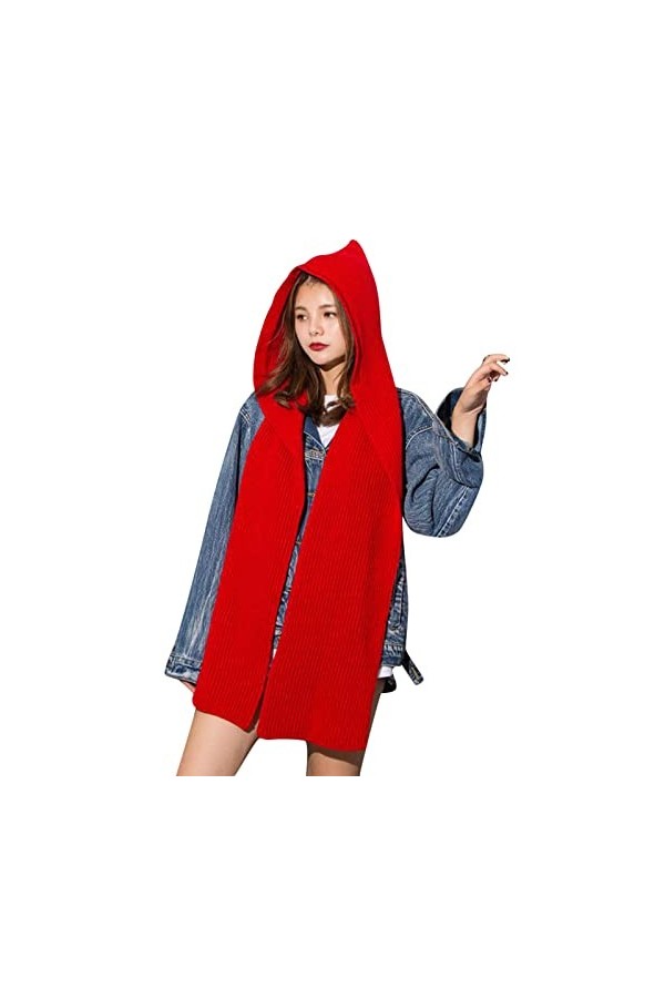 Dinnesis Ensemble décharpes à capuche en tricot 2 en 1 - Bonnet dhiver - Bonnet chaud et épais - Motif torsadé - Écharpe ex