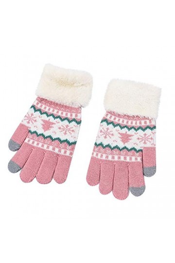 RFEGEF Femme Gants dhiver,Gants À Écran Tactile Gants en Tricot Rose Plus Épaississants en Velours pour Dames Doux Coupe-Ven