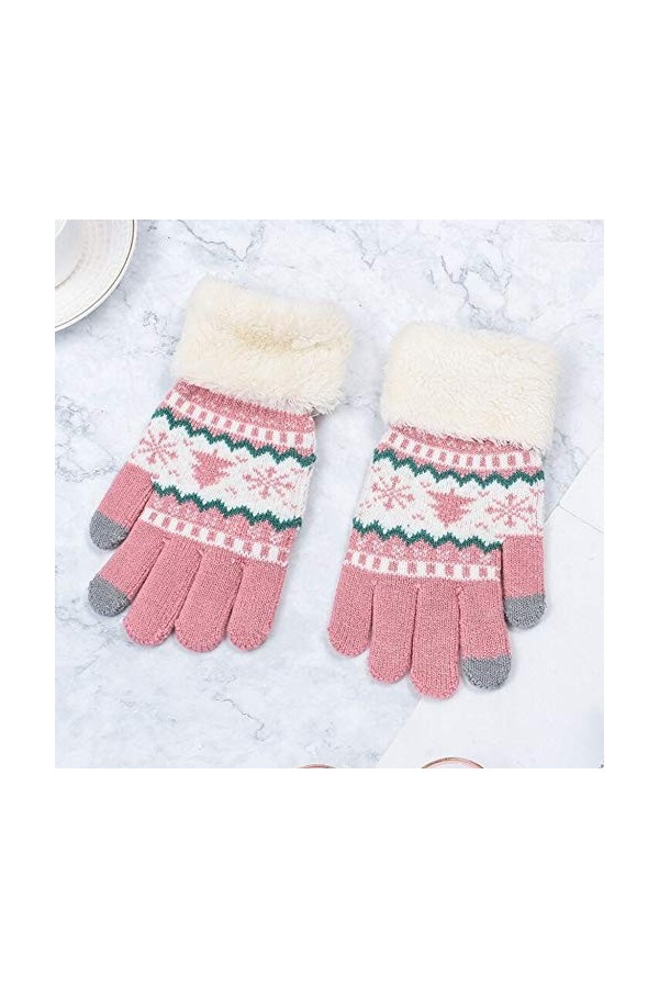 RFEGEF Femme Gants dhiver,Gants À Écran Tactile Gants en Tricot Rose Plus Épaississants en Velours pour Dames Doux Coupe-Ven