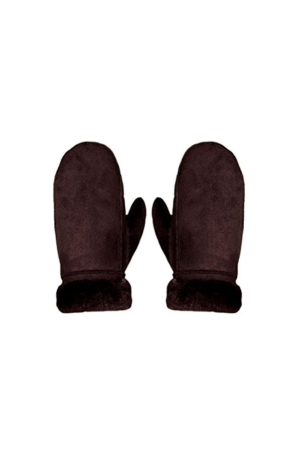 AiSi Gants dhiver chauds en peau de mouton pour femme avec poignets, gris, taille unique