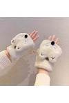 YJLGMM Mignon Petit Renard rénover des Gants de Demi-Doigt pour Femme Hiver Ajouter Velours épaissir Gardez des Mitaines à pr