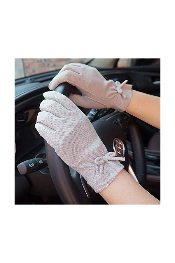 Rekaf Gants de crème solaire de coton de la femme printemps Summer Coton Pure Couleur simple antidérapant Gant à doigt mince 