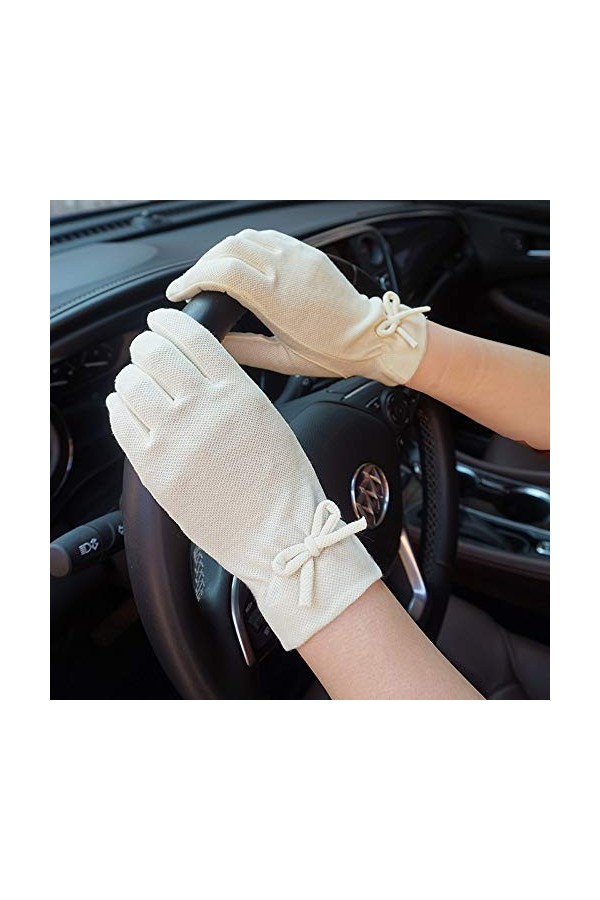 Rekaf Gants de crème solaire de coton de la femme printemps Summer Coton Pure Couleur simple antidérapant Gant à doigt mince 