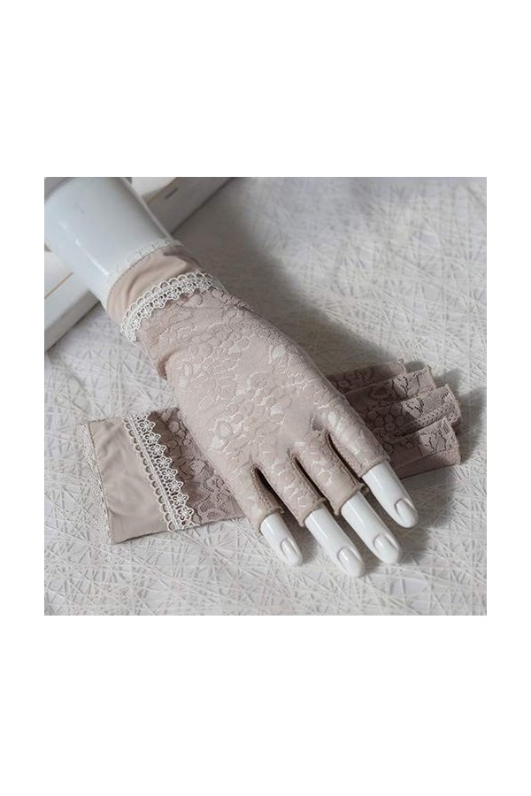 Rekaf Spring and Automne Summer Femme Driver Conduite Gants Demi-Doigt sans Doigts Mince Dentelle Cole Solaire Sweat-Pull-Abs
