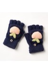 Liyinco Gants sans Doigts en Peluche tricotés, Gants Chauds dhiver pour Femmes à Double Usage Demi-Doigts, Mignons Gants dé