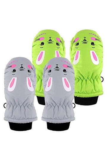 Lot de 2 paires de moufles imperméables pour enfants Motif dessin animé, D, 75