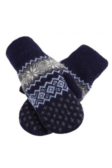 Gants dhiver tricotés de mode de Noël Mitaines à doigts complets Femme/Homme Gants en acrylique doux tricotés, bleu marine, 