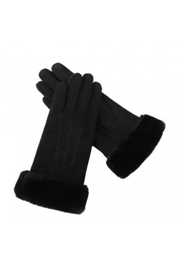 Gants dhiver pour écran tactile - Pour femme - En cachemire - En polaire chaude - Extensible - Épais - Gants en laine tricot