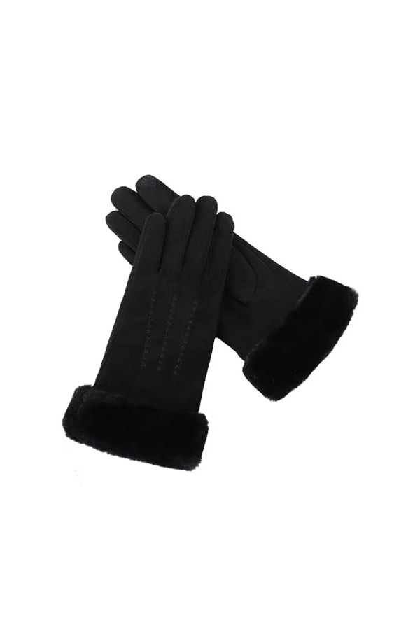 Gants dhiver pour écran tactile - Pour femme - En cachemire - En polaire chaude - Extensible - Épais - Gants en laine tricot