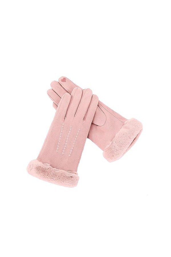 Gants dhiver pour écran tactile - Pour femme - En cachemire - En polaire chaude - Extensible - Épais - Gants en laine tricot