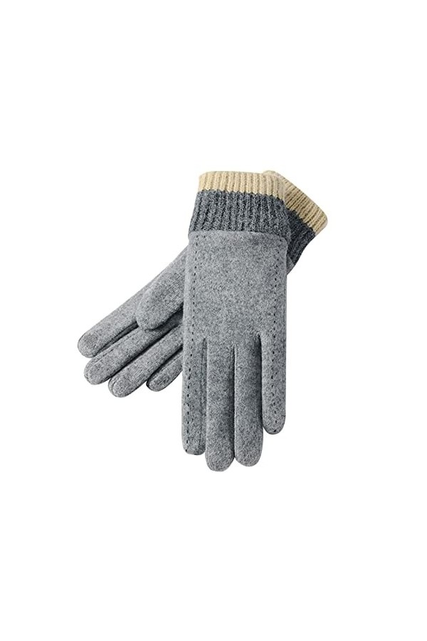 Keepwin Gants de rétention de la chaleur dautomne et dhiver pour femme avec écran contrasté de couleur américaine en peluch