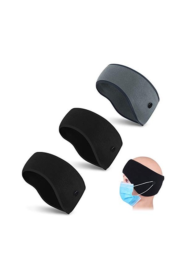 3 Pièces Bandeau Oreille avec Bouton,Unisexe&nbsp;Hiver Sport Toison Cache Oreilles Bandeau Chaud Headband pour Ski Cyclisme Runni